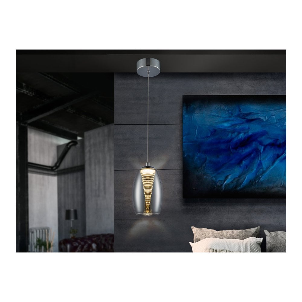 584102 Nebula 1 LED Light Pendant Chrome Clear