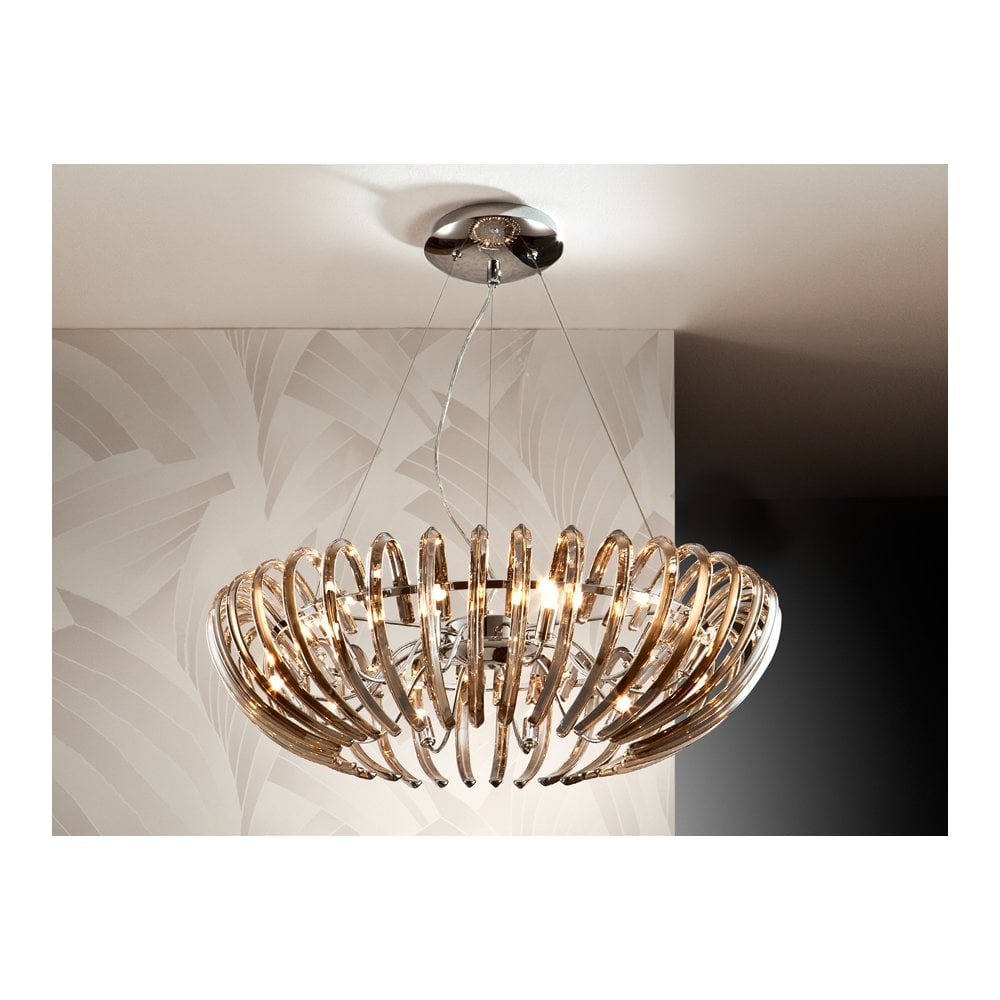 876124 Ariadna 12 Light Pendant Chrome Champagne