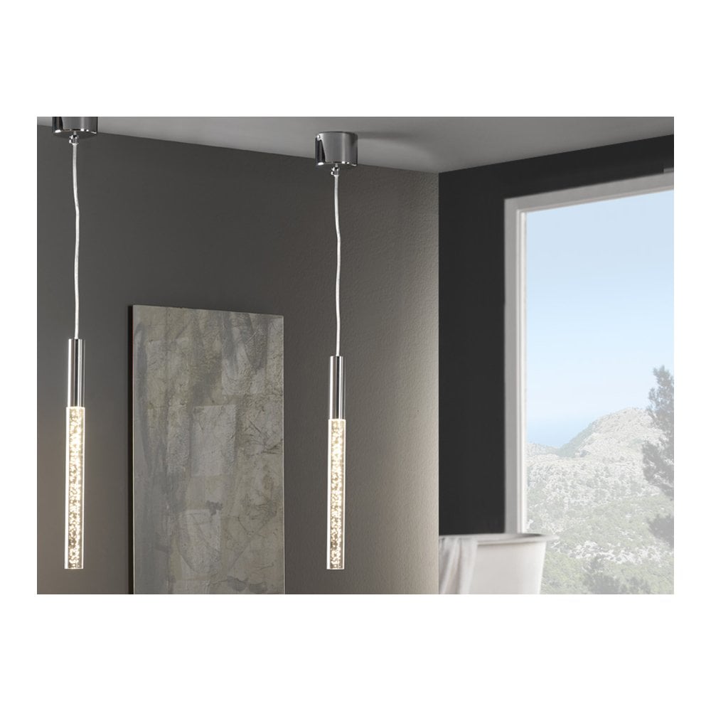 827746 Cosomo 1 LED Light Pendant Chrome Clear