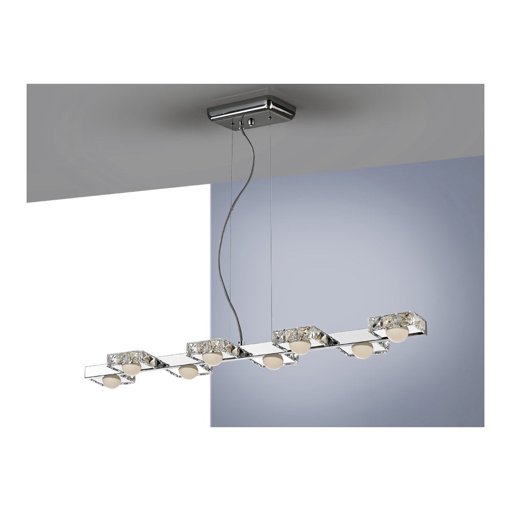375618 Suria II LED Light Bar Pendant Crystal Chrome Clear Opal