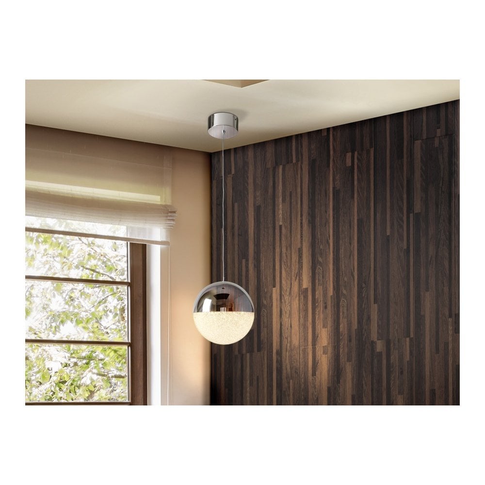 793412 Sphere 1 Light LED Pendant Chrome Clear