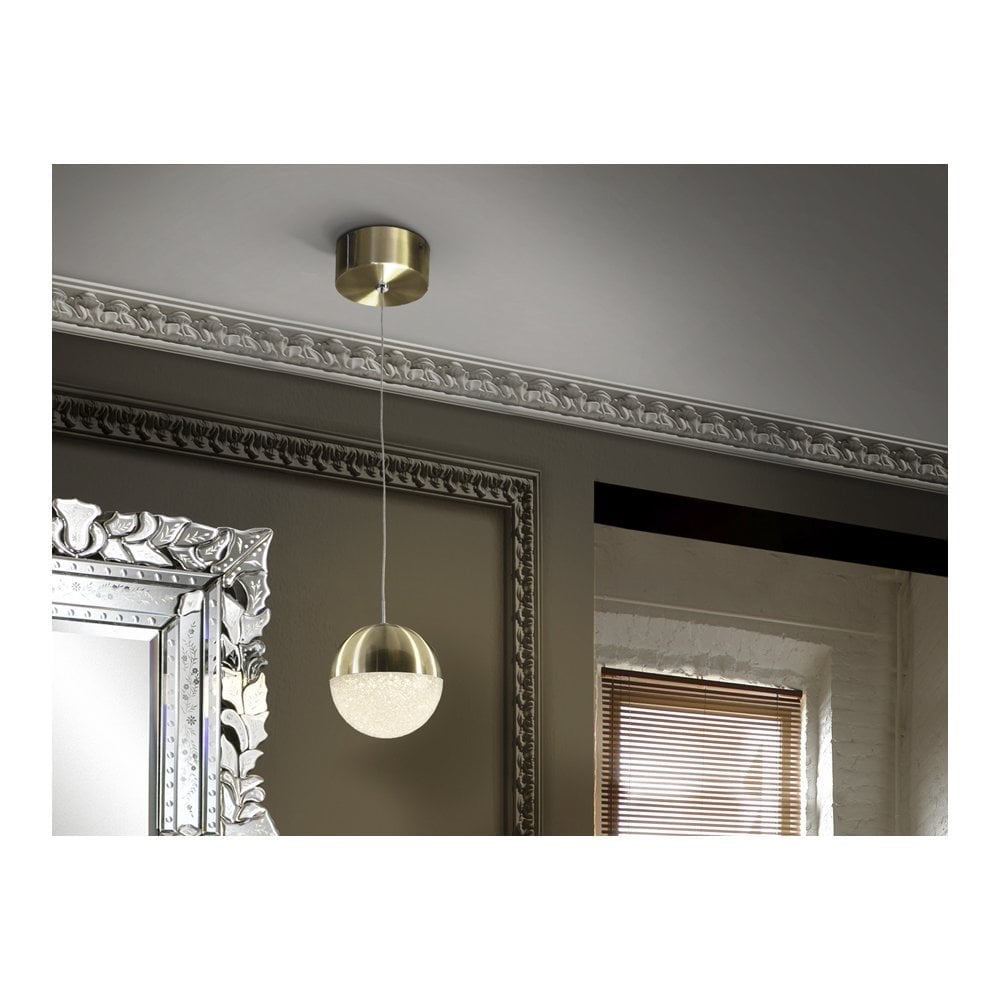793429 Sphere 1 Light LED Pendant Brass Clear