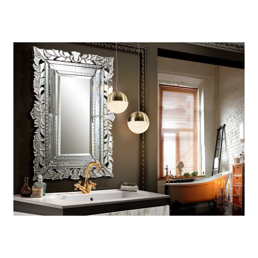 793429 Sphere 1 Light LED Pendant Brass Clear