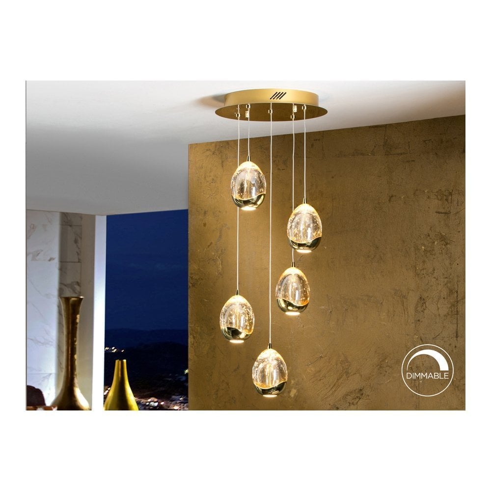 783529 Rocio 5 Light LED Pendant Golden Champagne