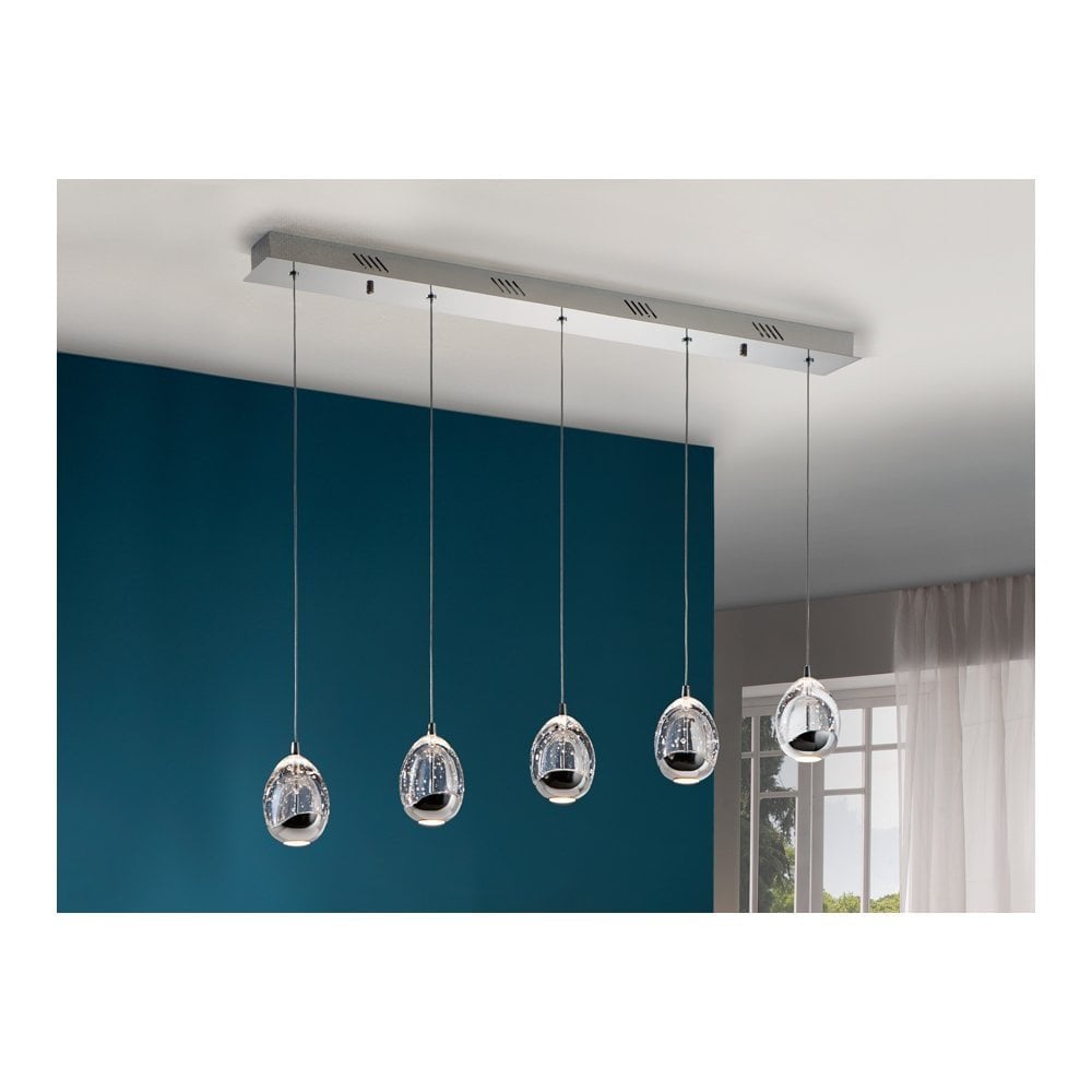 783618 Rocio 5 Light LED Bar Pendant Chrome Clear