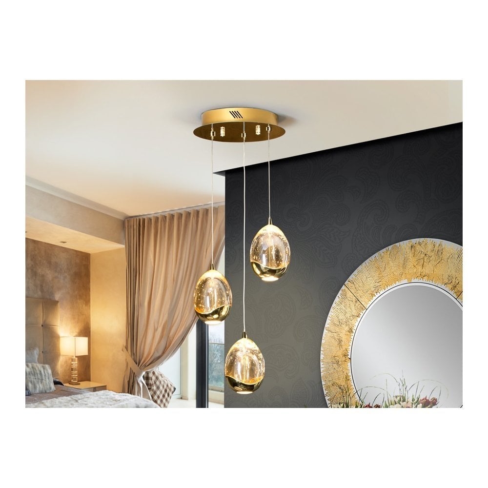 783741 Rocio 3 Light LED Pendant Golden Champagne