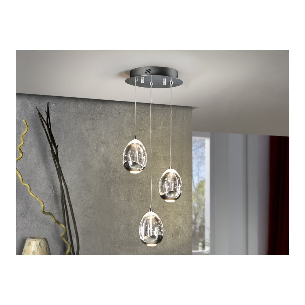 783753 Rocio 3 Light LED Pendant Chrome Clear