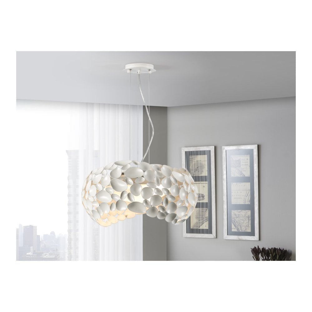 266290 Narisa 5 Light Pendant Matt White Opal