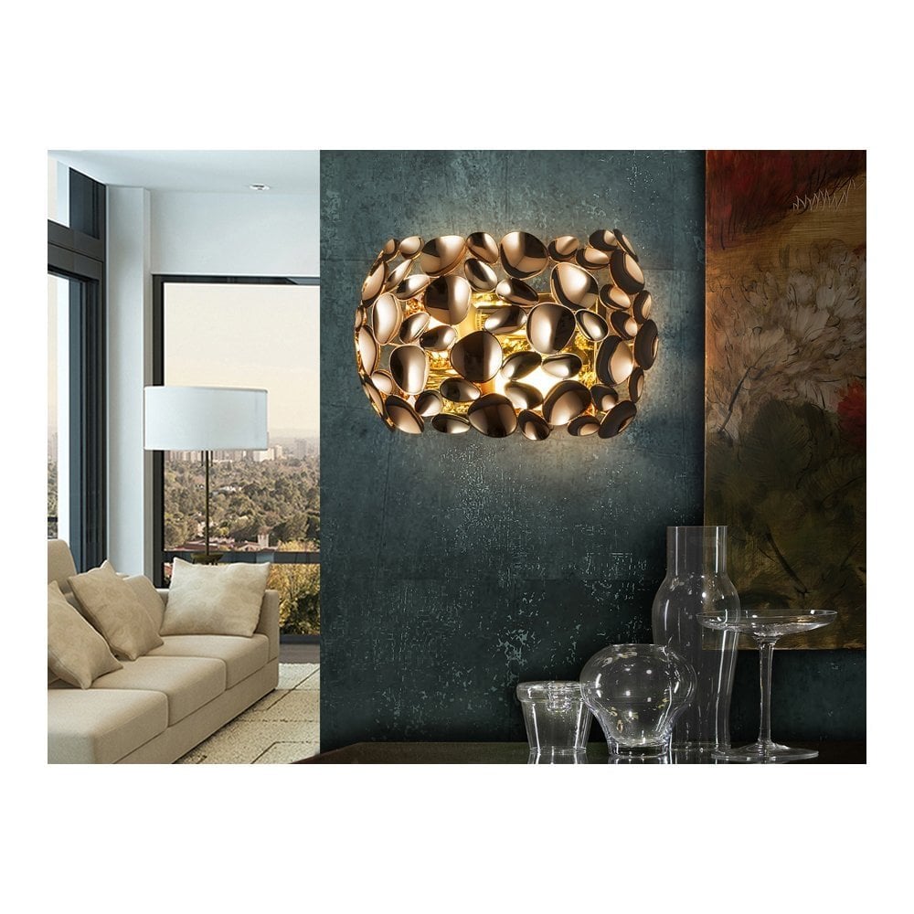 266782N Narisa 2 Light Wall Light Gold Rose Plated