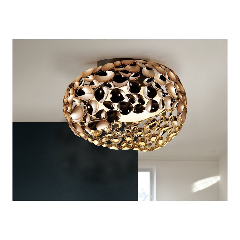 266822N Narisa 5 Light Ceiling Light Rose Gold Plated Brown Opal