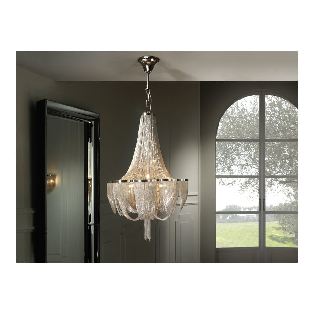 872853 Minerva 10 Light Pendant Chrome Nickel