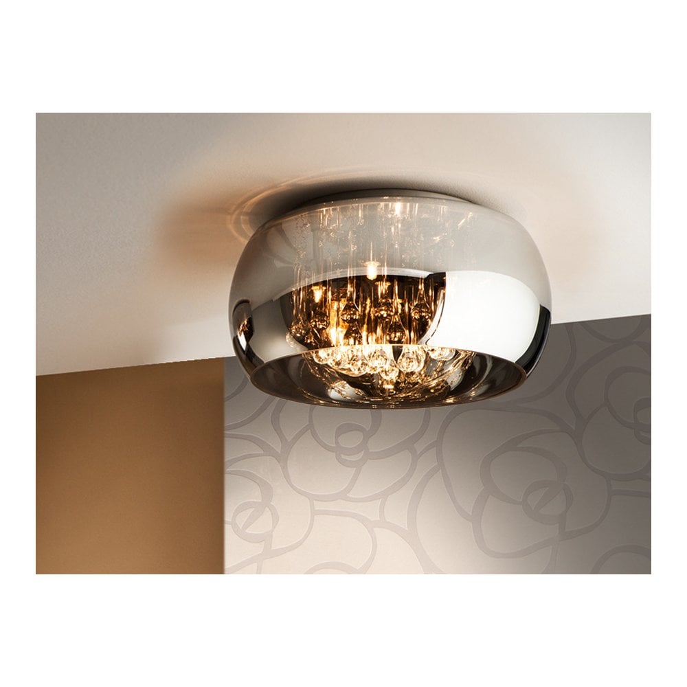 507939 Argos 5 Light Crystal Ceiling Light Chrome Clear