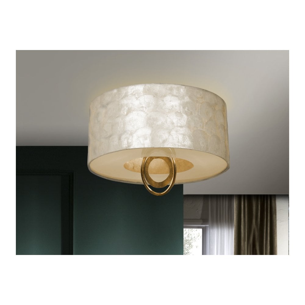 716583 Eden 3 Light Ceiling Light Gold Black Mother of Pearl