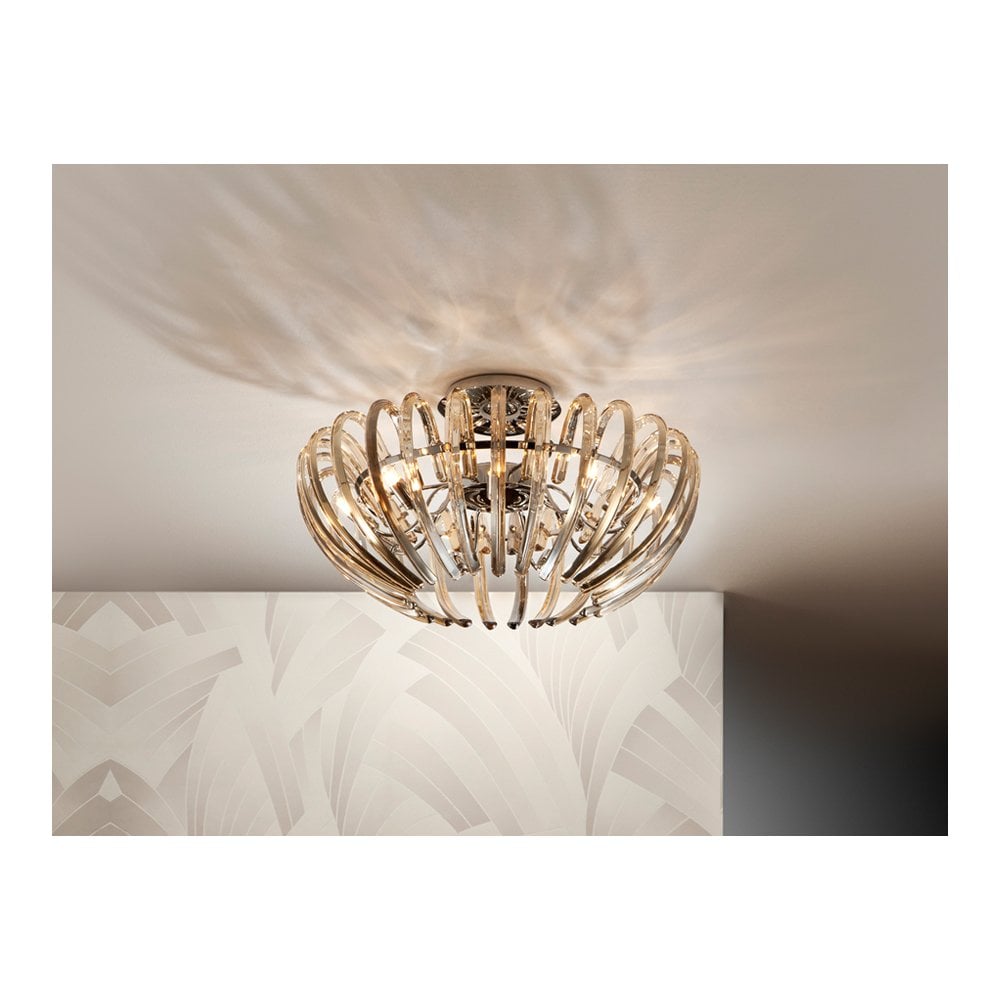 876360 Ariadna 9 Light Crystal Ceiling Light Chrome Champagne