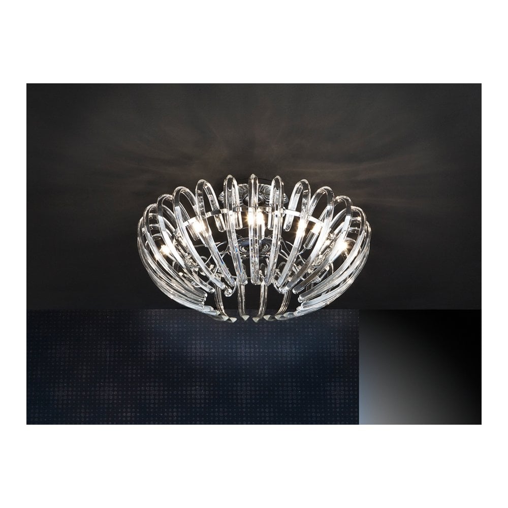 876352 Ariadna 9 Light Crystal Ceiling Light Chrome Clear