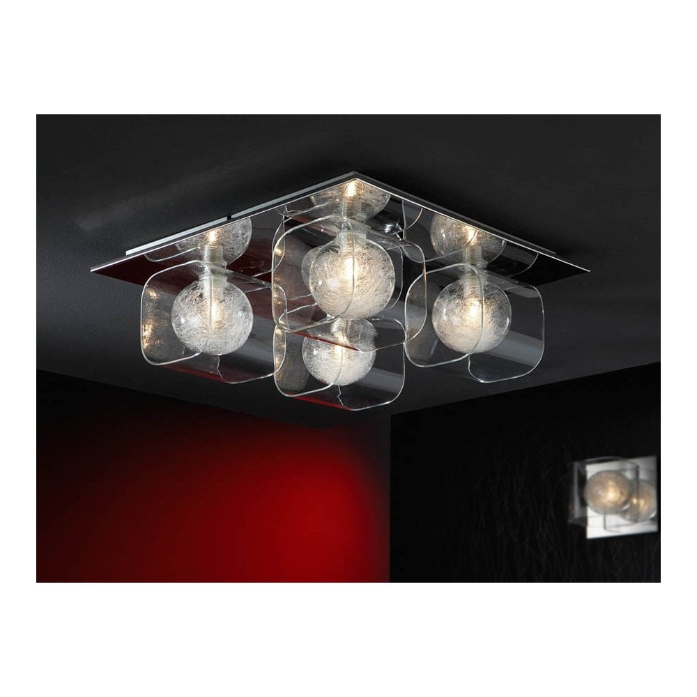 506736 Eclipse 4 Light Crystal Ceiling Light Chrome Clear