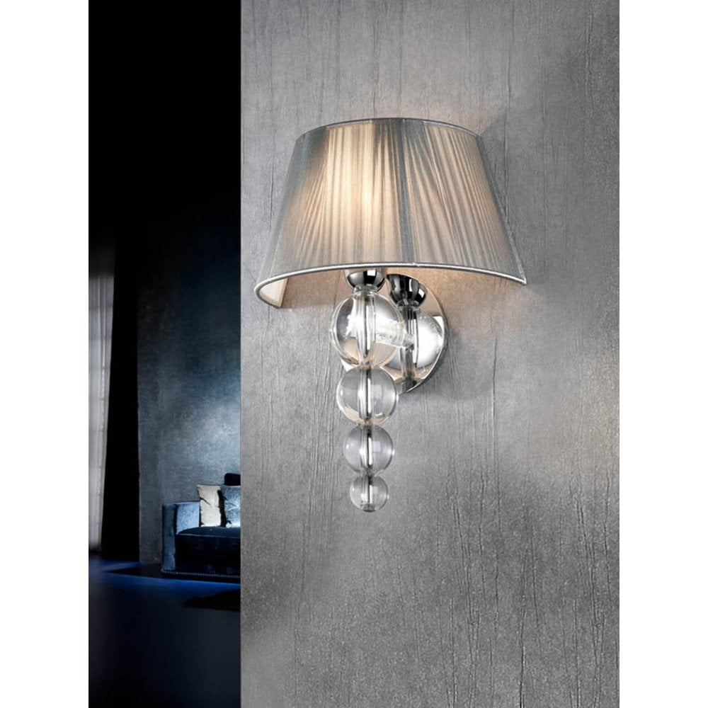 663676 Mercury 1 Light Wall Light Chrome Clear Silver (S)