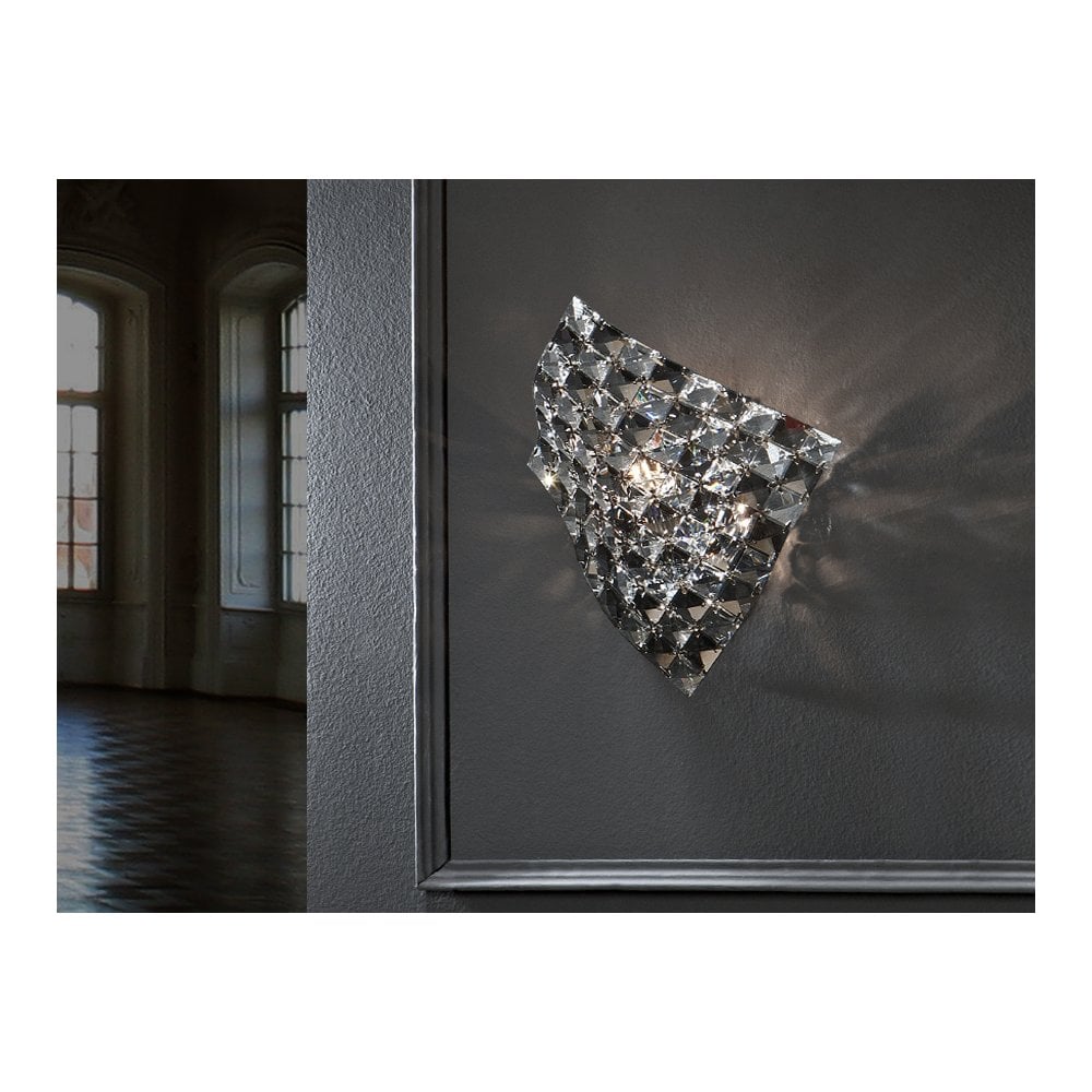 160785 Saten 1 Light Crystal Wall Light Chrome Clear