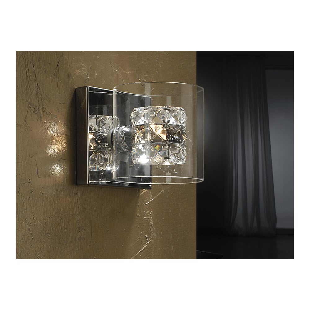 391218 Flash 1 Light Crystal Wall Light Chrome Clear Smoke