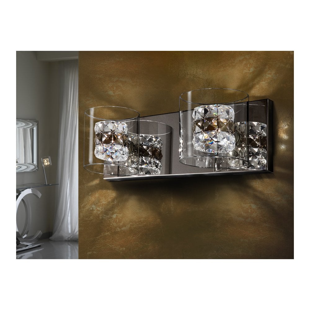 391870 Flash 2 Light Crystal Wall Light Chrome Clear Smoke