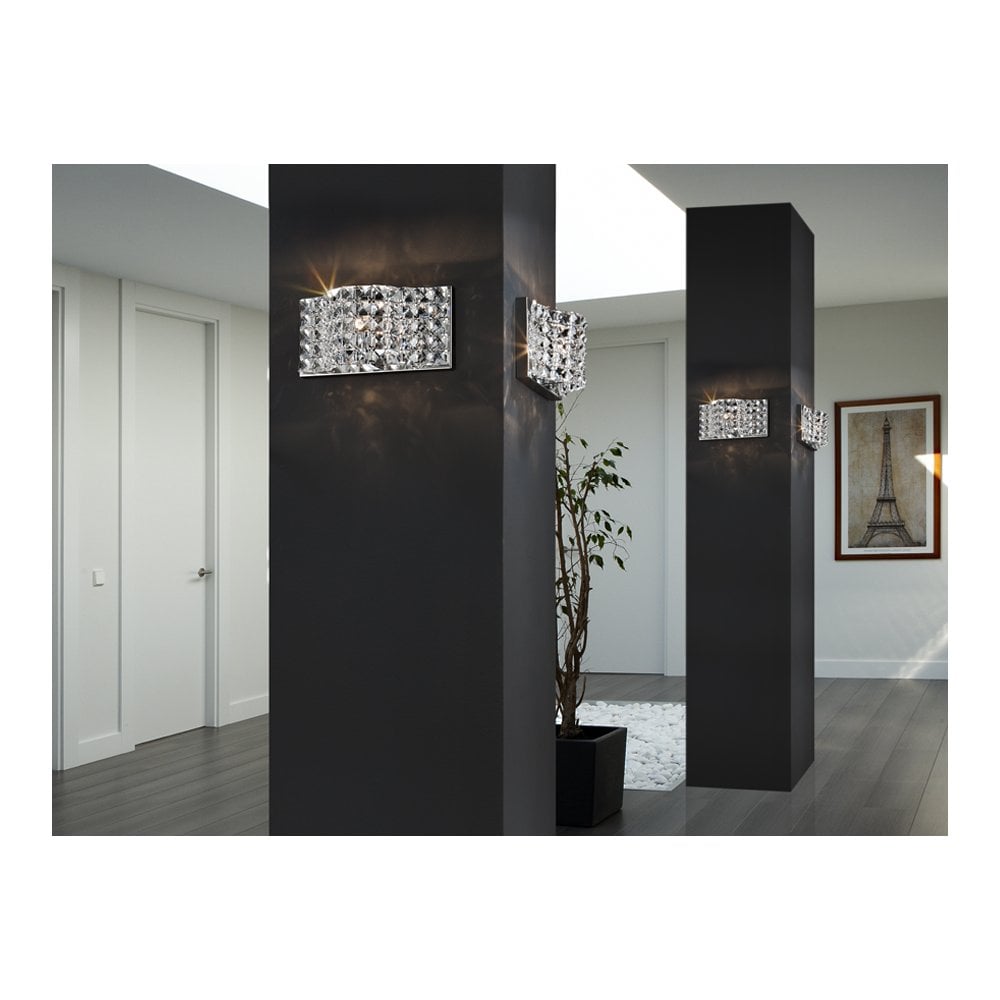 160320 Onda 1 Light Crystal Wall Light Chrome Clear (S)
