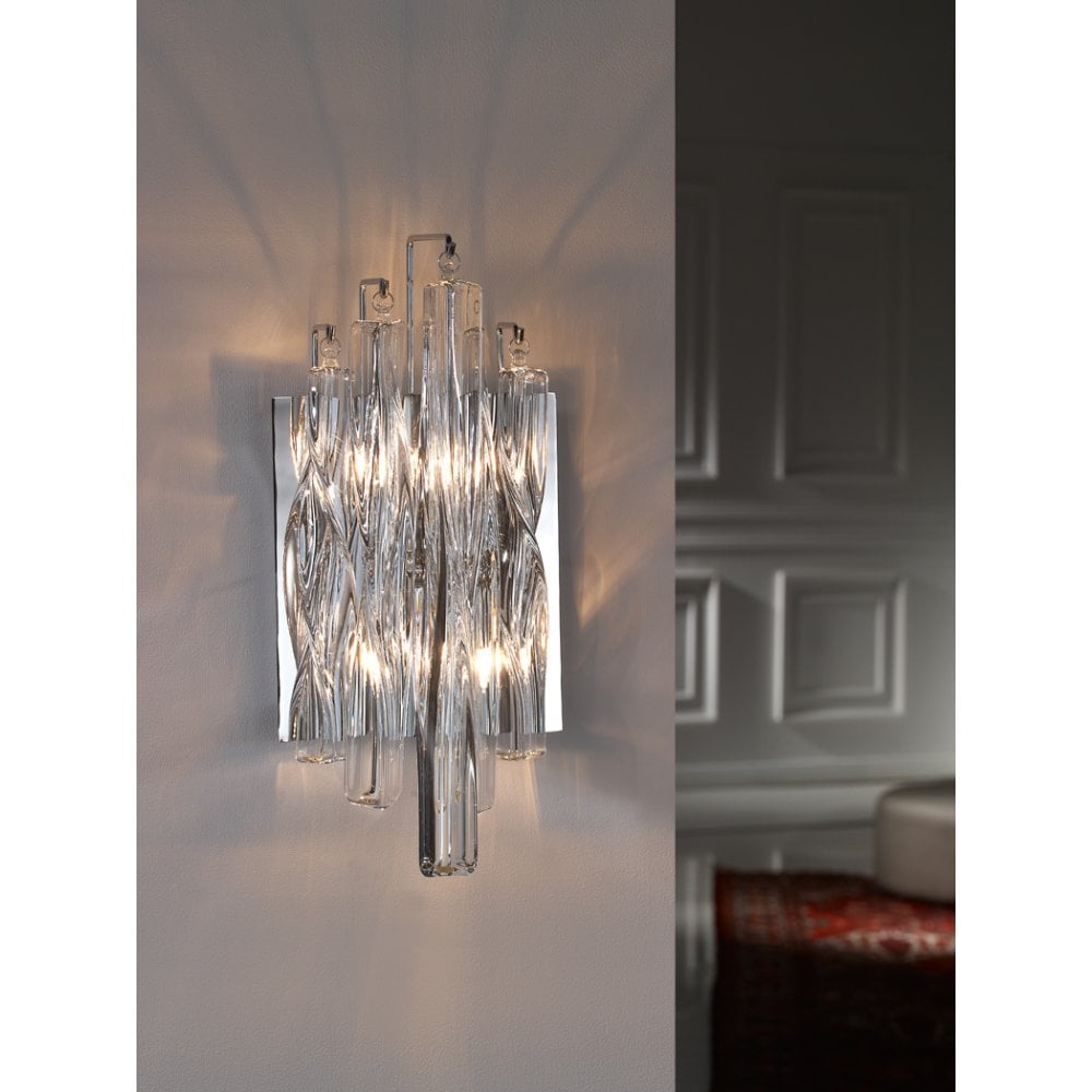 711324 Manacor 2 Light Crystal Wall Light Chrome Clear