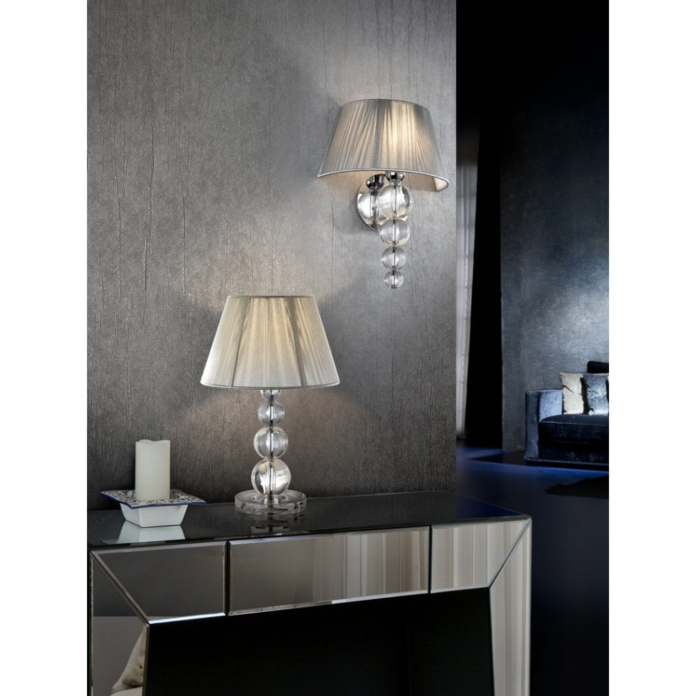 662110UK Mercury 1 Light Table Lamp Chrome Clear Silver