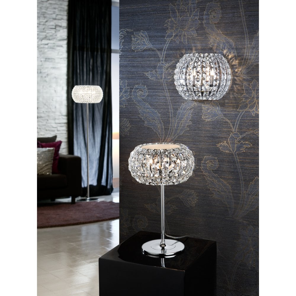 508424UK Diamond 3 Light Crystal Table Lamp Chrome Crystal