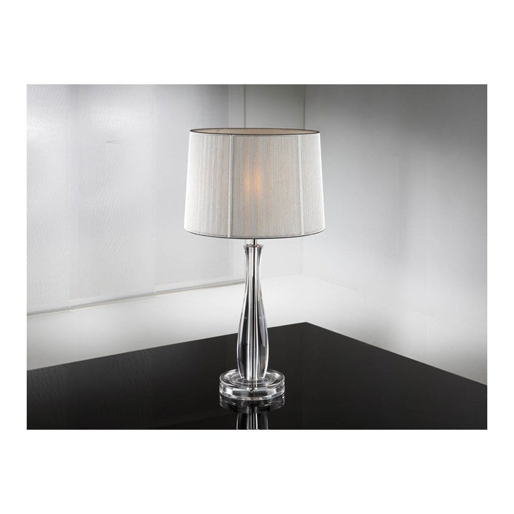 663023UK Lin 1 Light Table Lamp Clear Silver