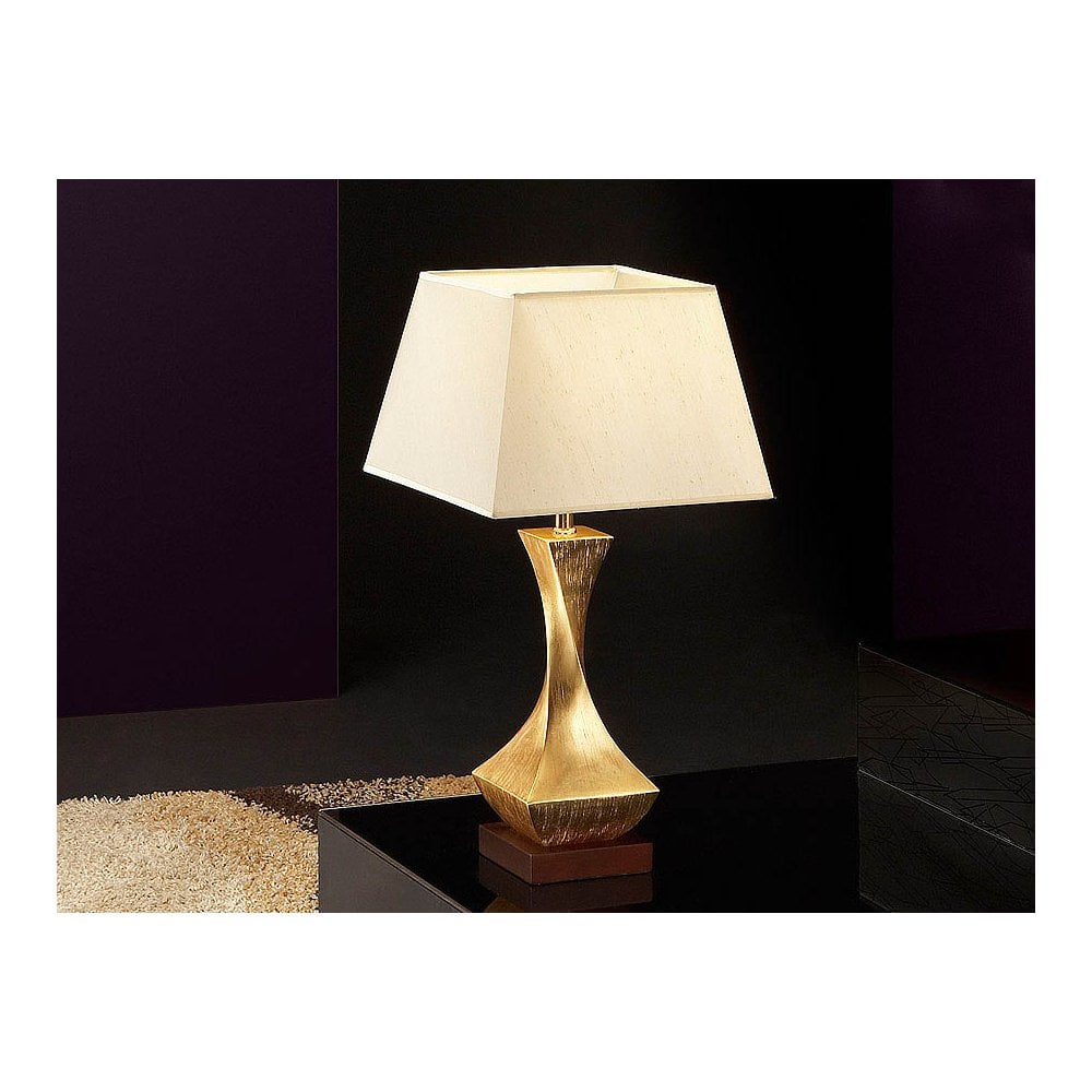 662536UK Deco 1 Light Table Lamp Gold Leaf Walnut Golden