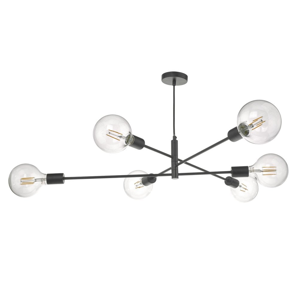Dar ALA0622 Alana 6 Light Pendant Black