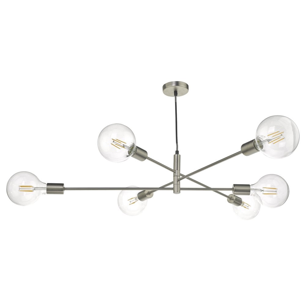 Dar ALA0646 Alana 6 Light Pendant Satin Chrome