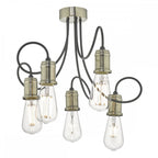 Dar ALZ5475 Alzbet 5 Light Semi Flush Antique Brass Black