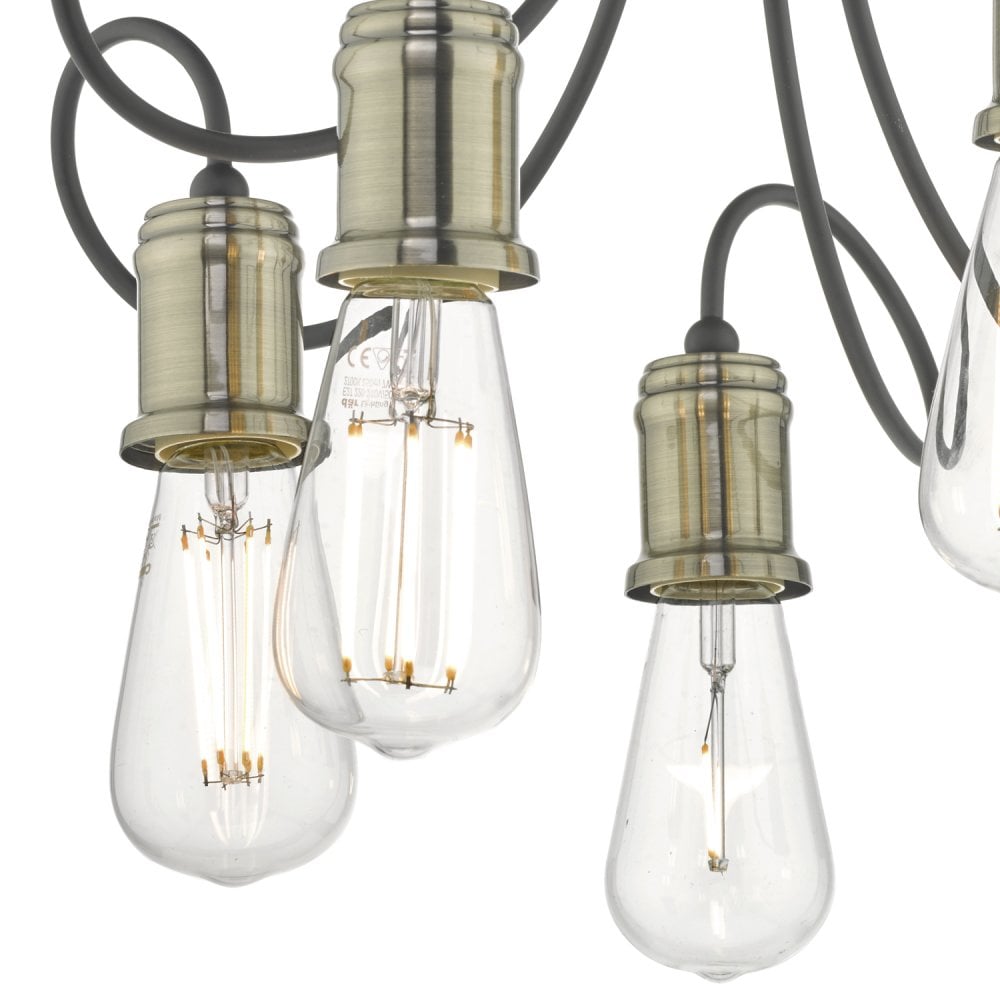 Dar ALZ5475 Alzbet 5 Light Semi Flush Antique Brass Black