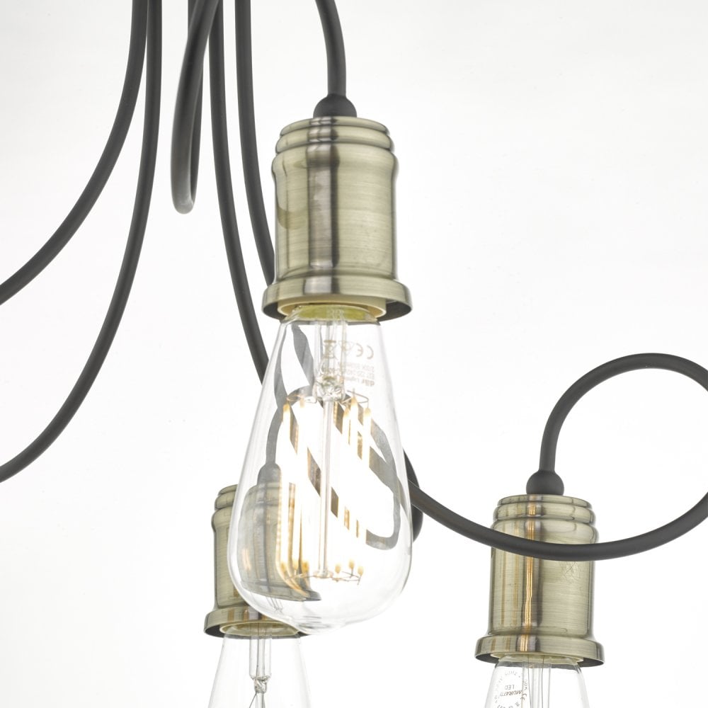 Dar ALZ5475 Alzbet 5 Light Semi Flush Antique Brass Black