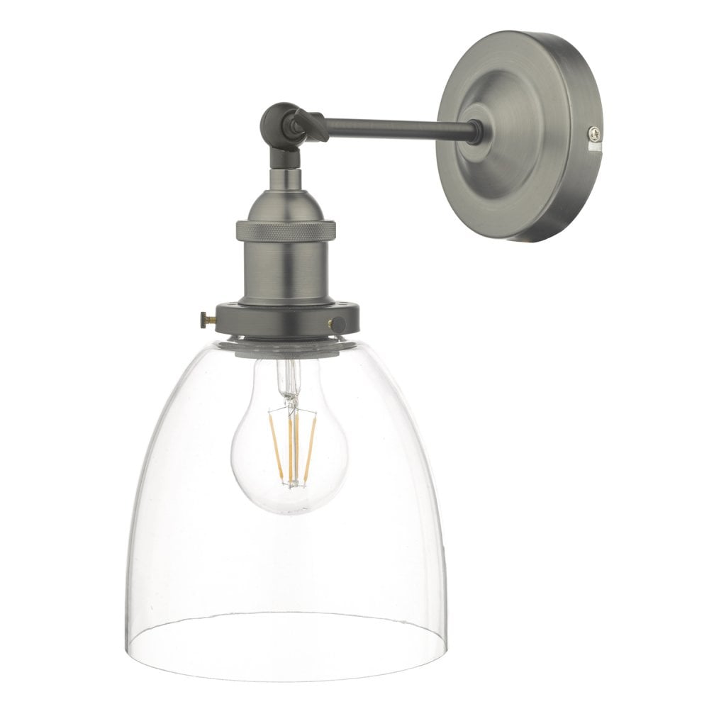Dar ARV0761 Arvin Wall Light Antique Chrome Glass