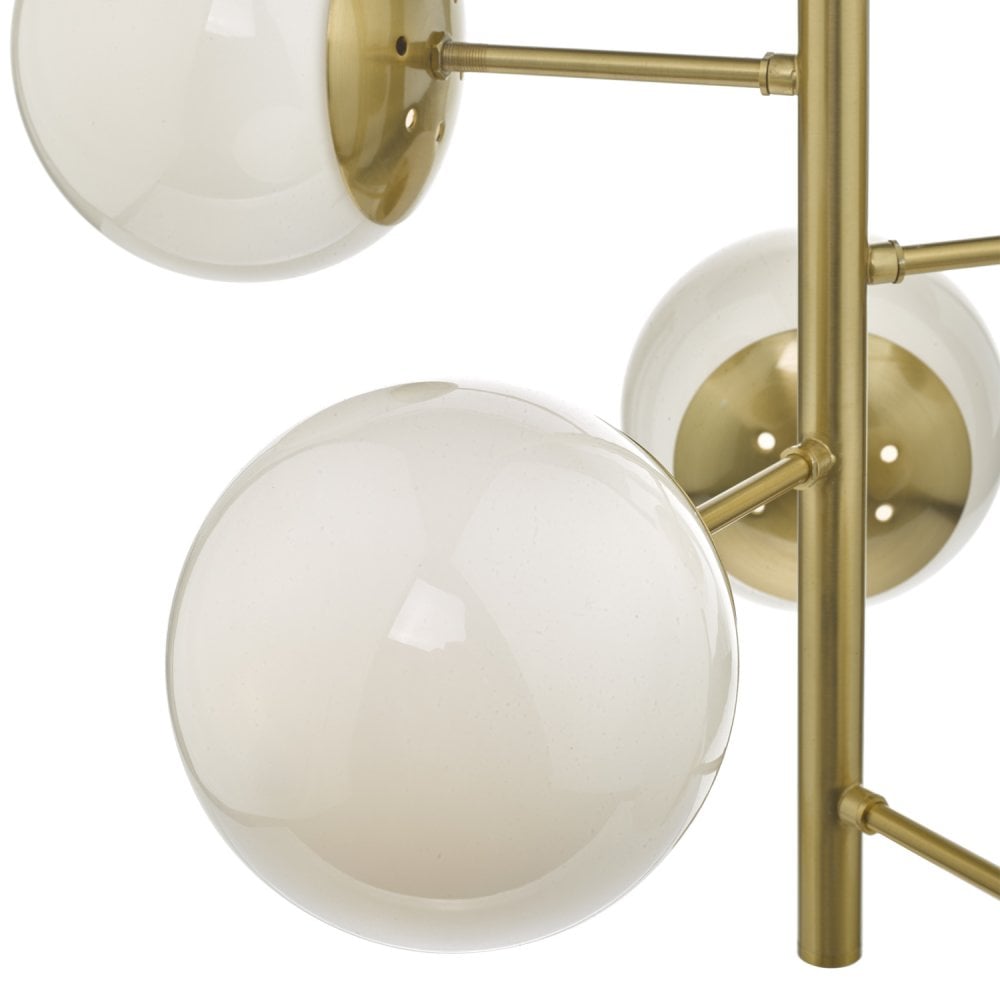 Dar BOM0535 Bombazine 5 Light Pendant Natural Brass Opal Glass