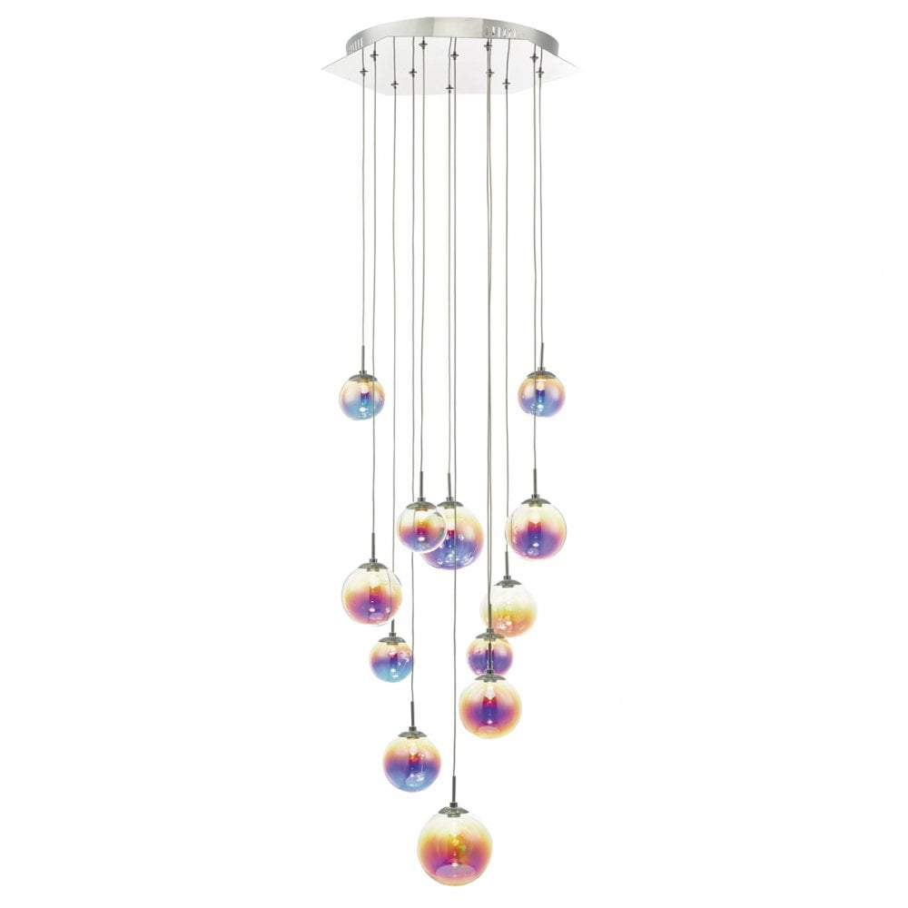 Dar CES1250 Cesario 12 Light Cluster Pendant Polished Chrome Mu Lighti Colour LED
