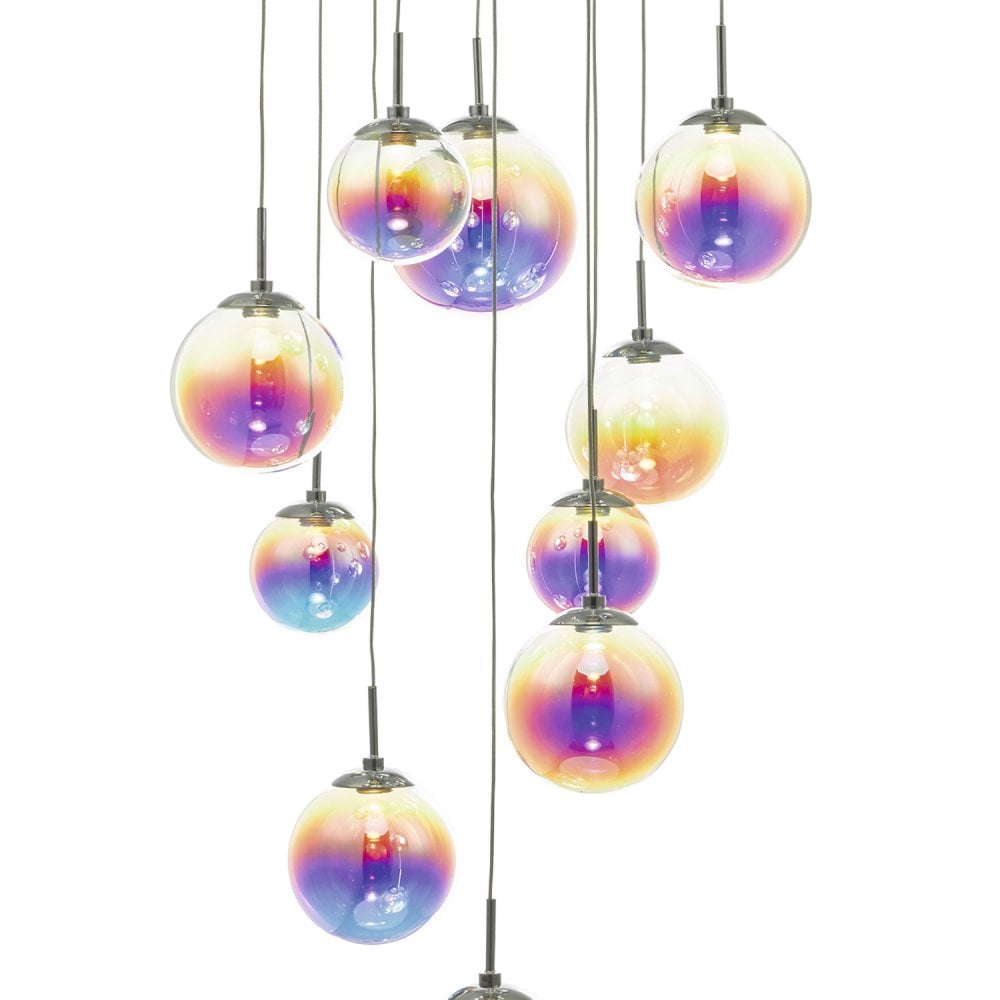 Dar CES1250 Cesario 12 Light Cluster Pendant Polished Chrome Mu Lighti Colour LED