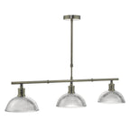 Dar DAR0375 Dara 3 Light Bar Pendant Antique Brass Glass