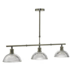 Dar DAR0375 Dara 3 Light Bar Pendant Antique Brass Glass