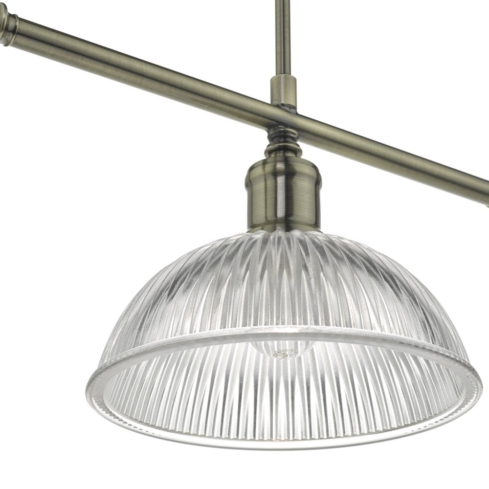 Dar DAR0375 Dara 3 Light Bar Pendant Antique Brass Glass