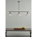 Dar DAR0375 Dara 3 Light Bar Pendant Antique Brass Glass