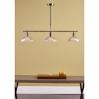 Dar DAR0375 Dara 3 Light Bar Pendant Antique Brass Glass