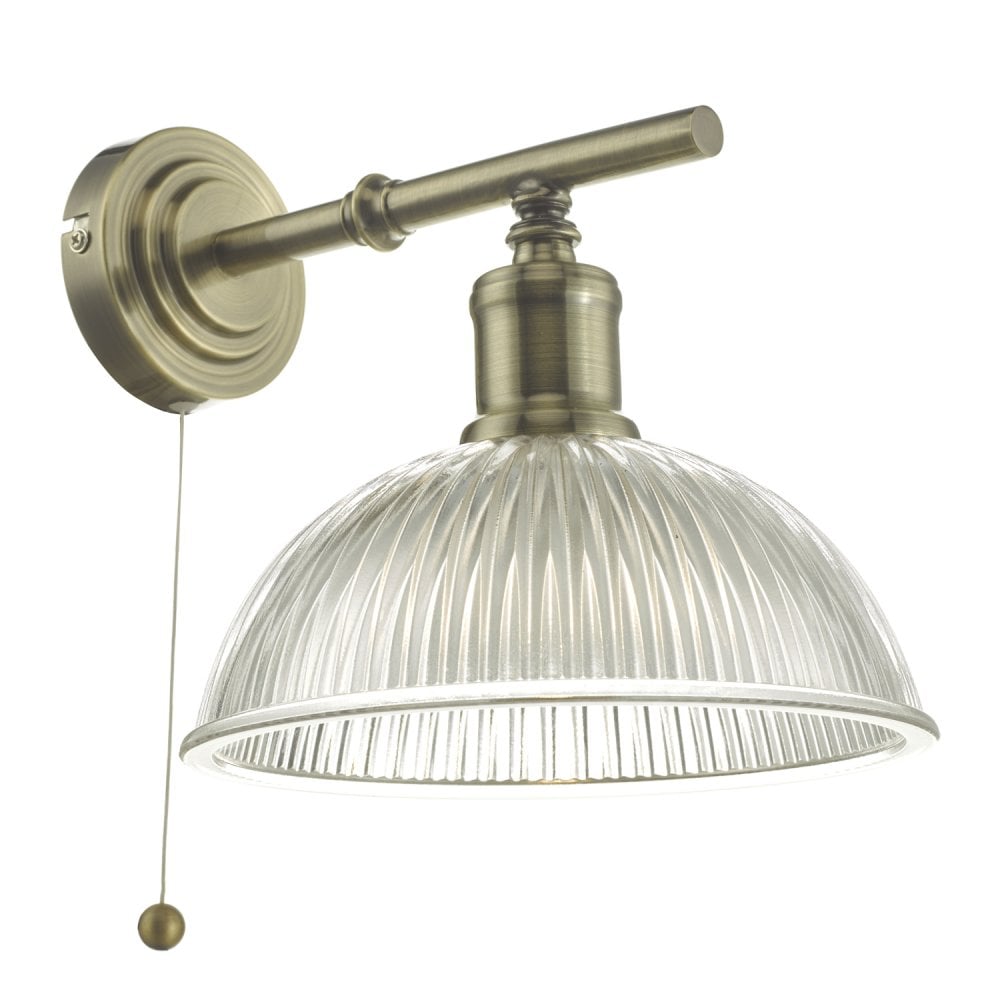 Dar DAR0775 Dara Wall Light Antique Brass Glass
