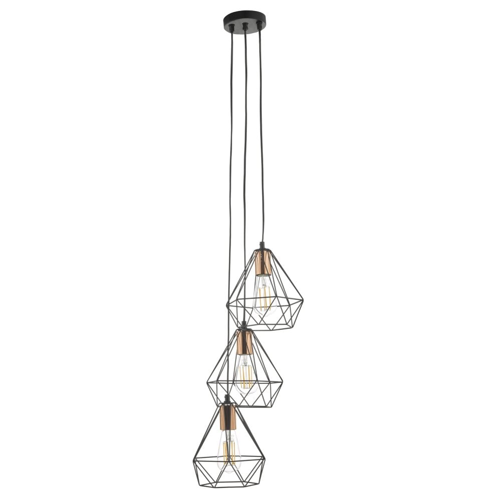 Dar DEY0322 Deyon 3 Light Cluster Pendant Black Copper