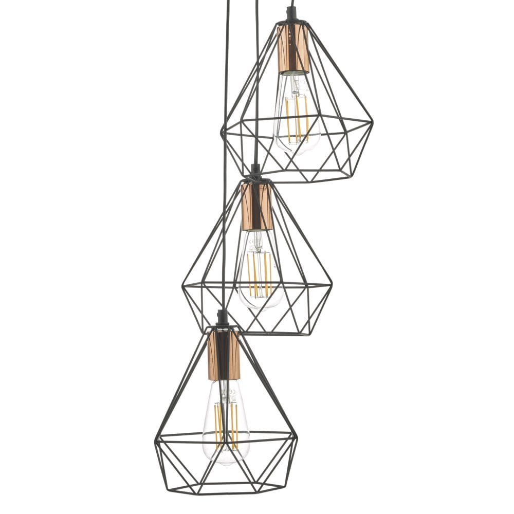 Dar DEY0322 Deyon 3 Light Cluster Pendant Black Copper