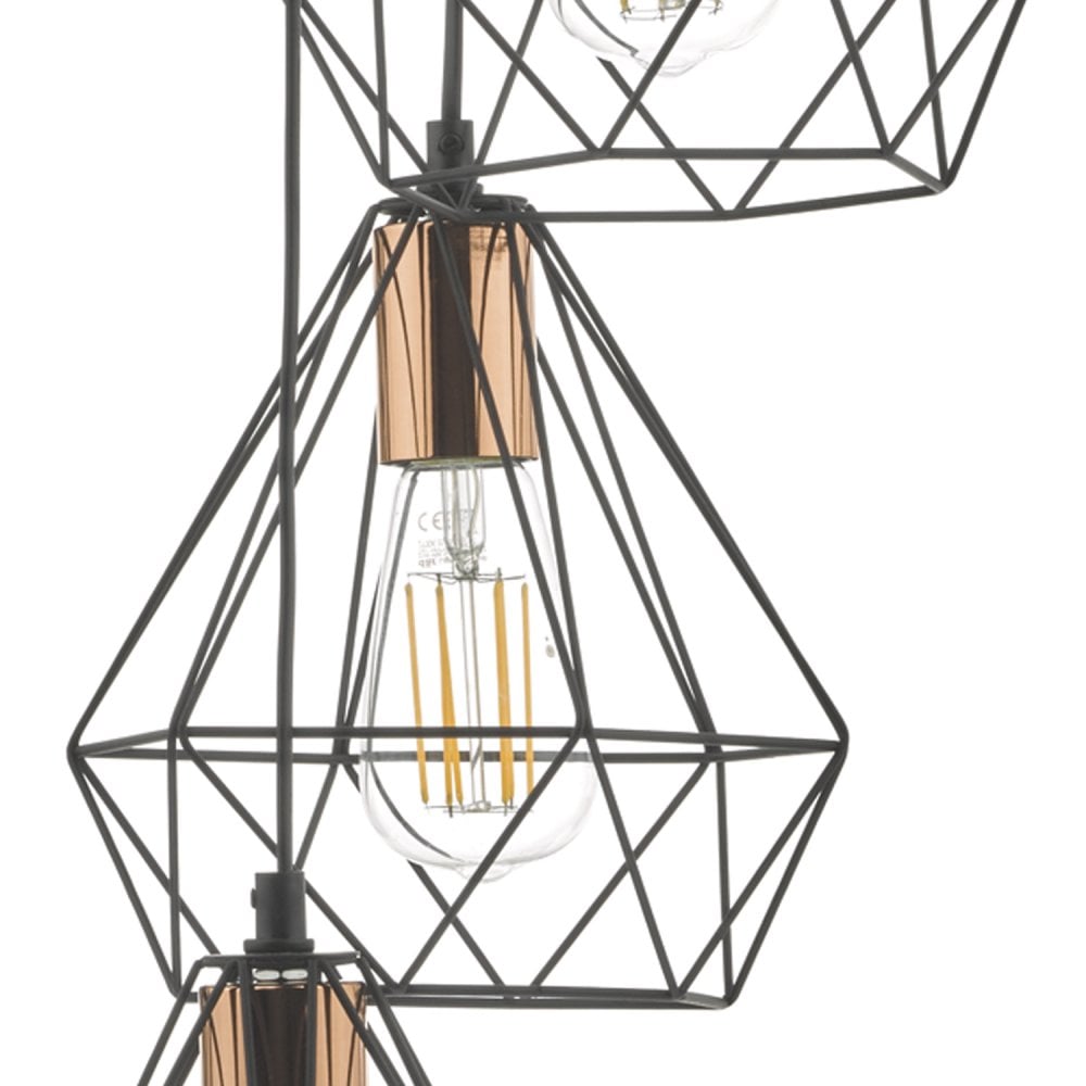 Dar DEY0322 Deyon 3 Light Cluster Pendant Black Copper