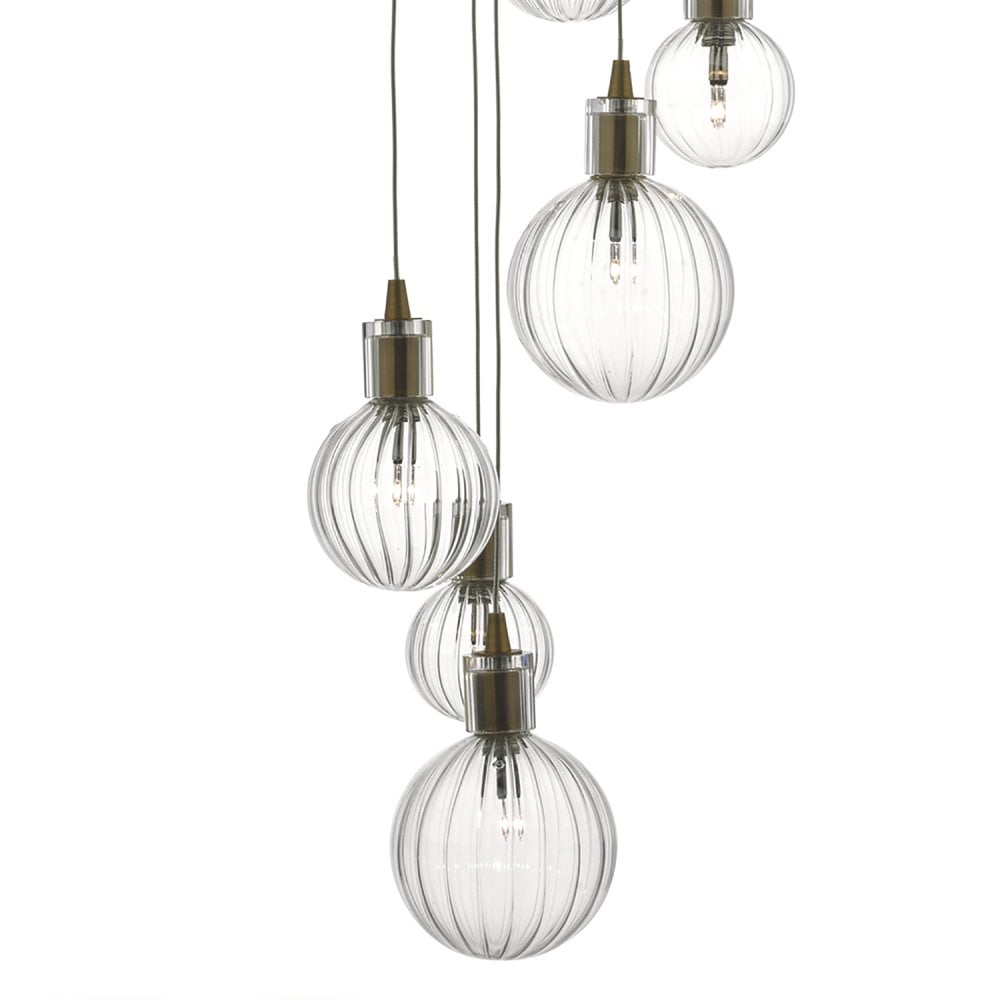 Dita 10 Light Cluster Pendant Brass Glass