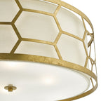 Dar EPS0412 Epstein 4 Light Pendant Gold With Ivory Shade Frosted Glass Diffuser